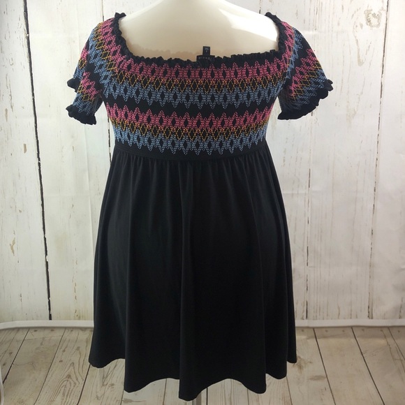 Torrid Black Embroidered Jersey Off Shoulder Dress - Picture 2 of 7